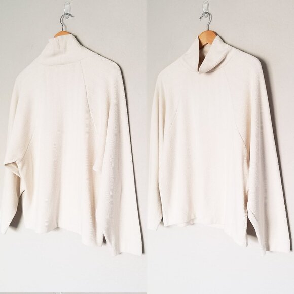 Madewell Brushed Herringbone Jacquard Turtleneck Top Funnel Neck Cream Ivory S - Picture 6 of 16